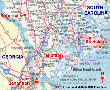 Map of Georgia and South Carolina Click on one of the large red spots in the 
