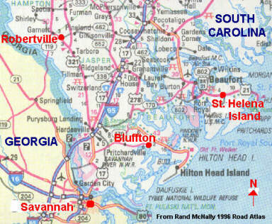 Map of Georgia and South Carolina Click on one of the large red spots in the Map of Georgia and South Carolina Click on one of the large red spots in the